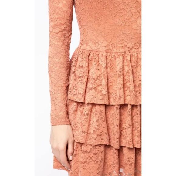 Caroline Constas Emily Ruffled Lace Minidress in Cork NWT Size XS - Picture 5 of 10